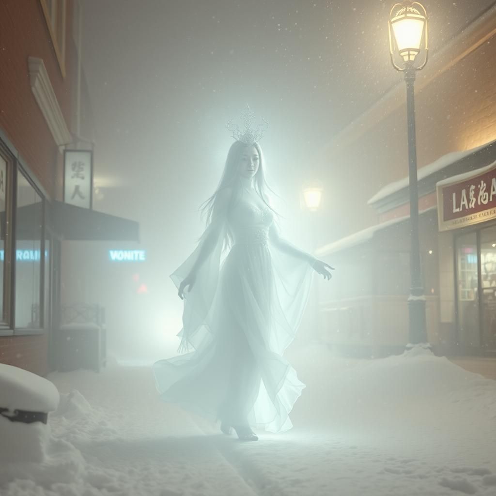 Yuki Onna: Ethereal Snow Spirit in a Blizzard