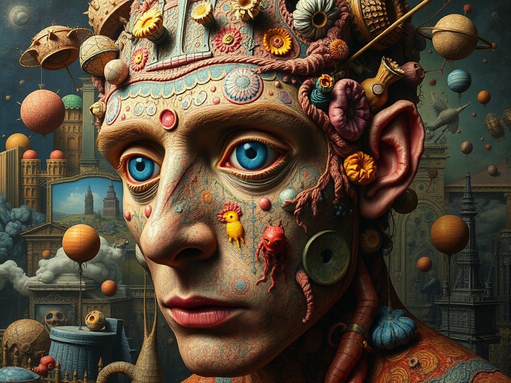 Dreamlike Surreal Portrait with Eccentric Textures