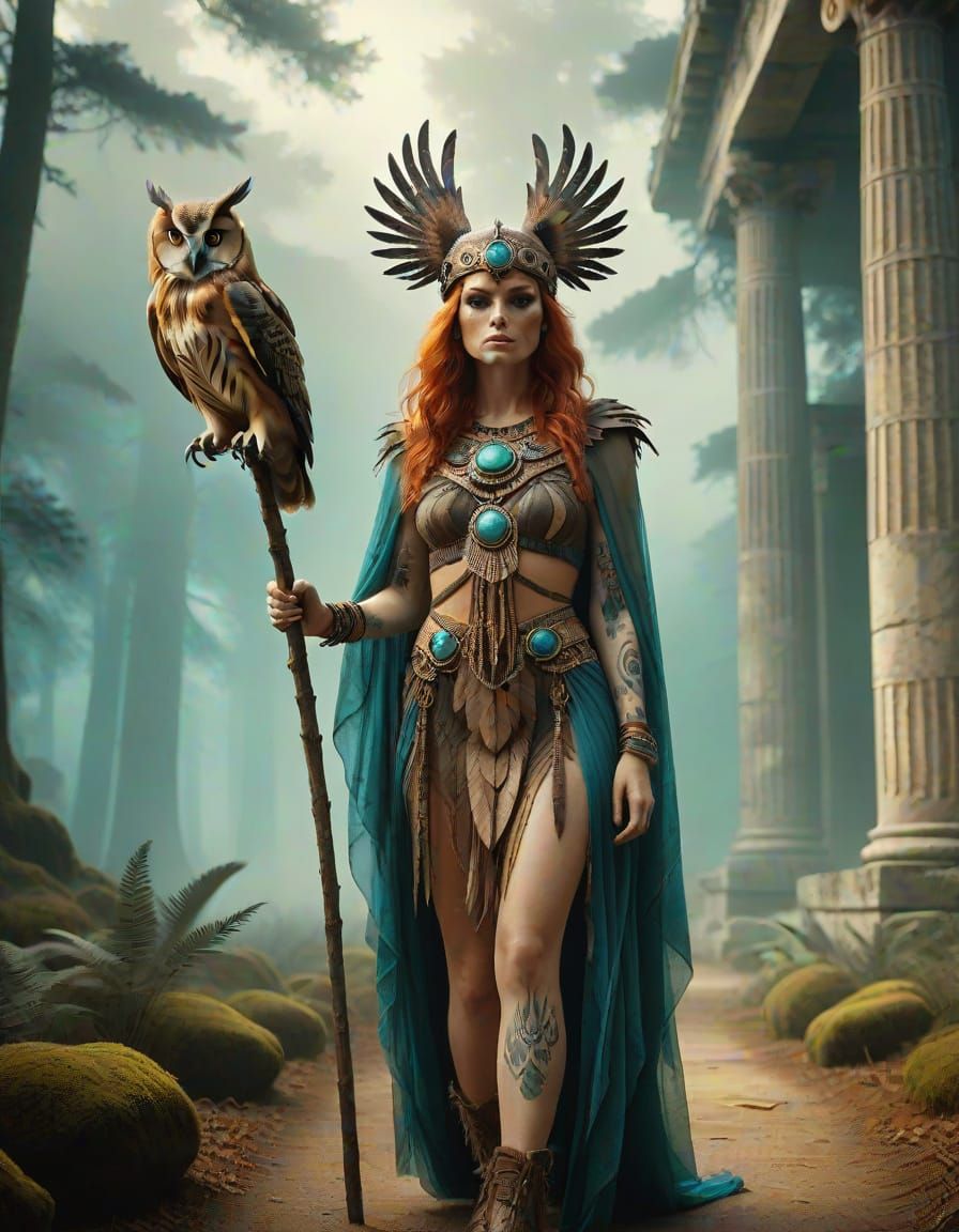 Cinematic Goddess in Tribal Attire, Forest Path