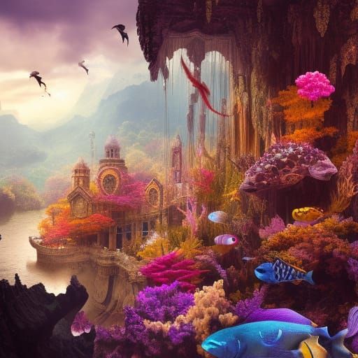 Fantasy Fishes in an Epic Ocean Scene