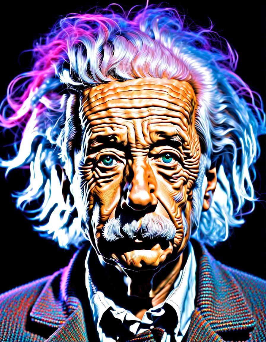 Inverted Colors: Hyperdetailed Einstein Portrait