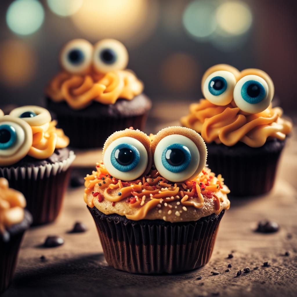 Hyperrealistic Cupcake with Googly Eyes