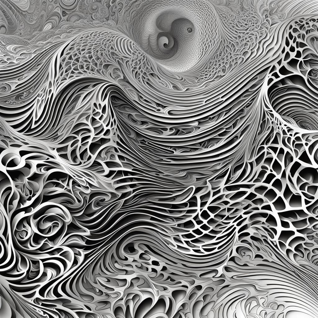 Abstract Vector Fractal with Zentangle Patterns