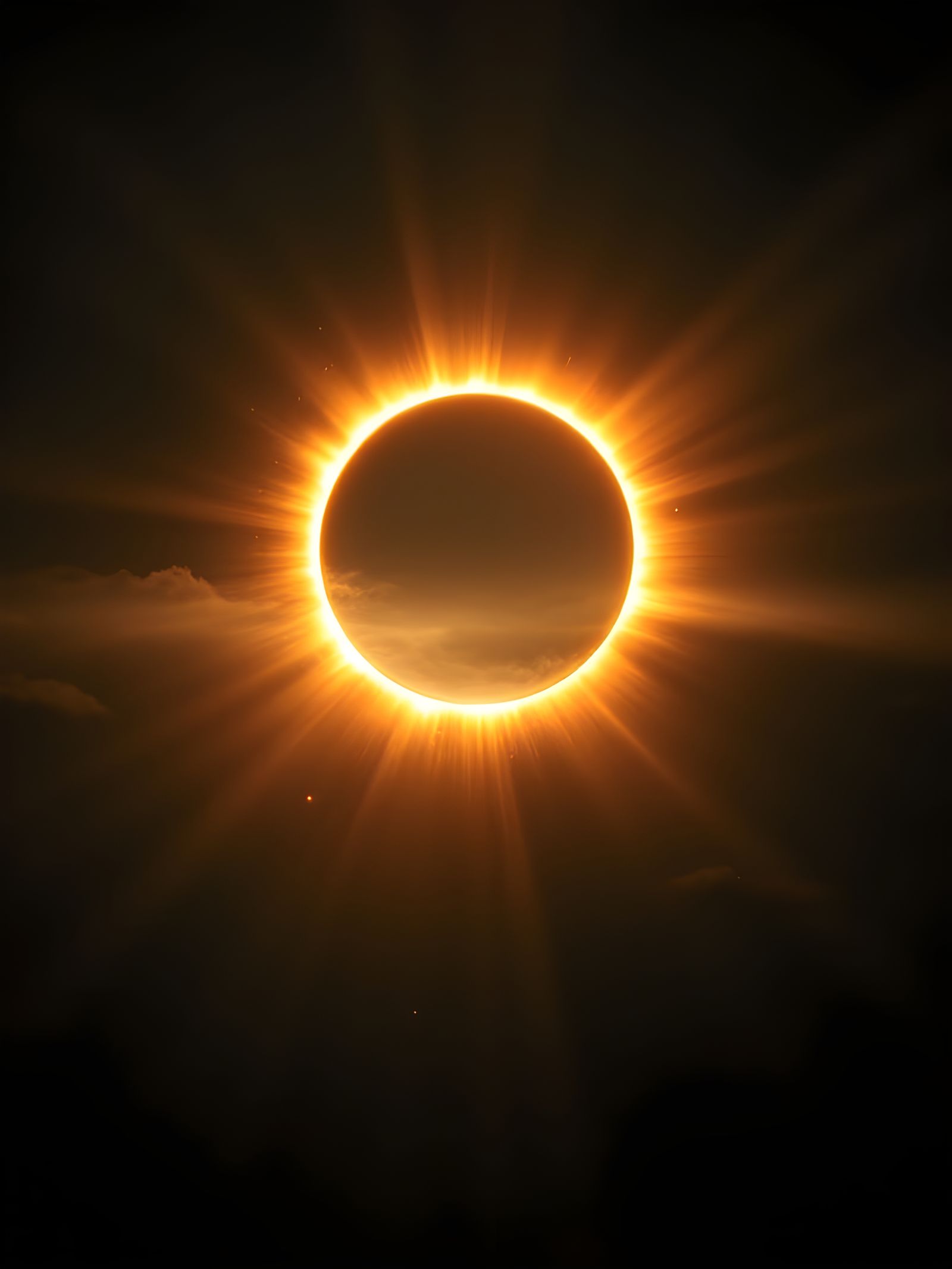 Dramatic Solar Eclipse with Sun Flares