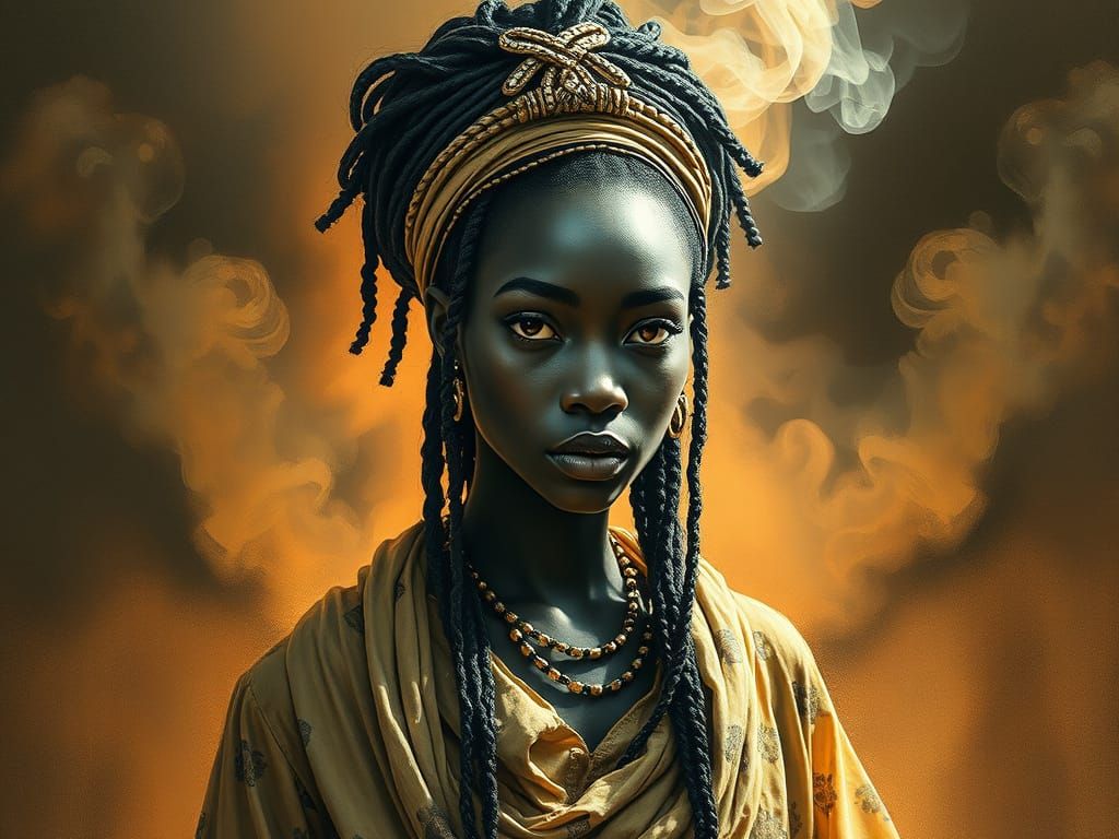 Mystical African Goddess in Ethereal Aura
