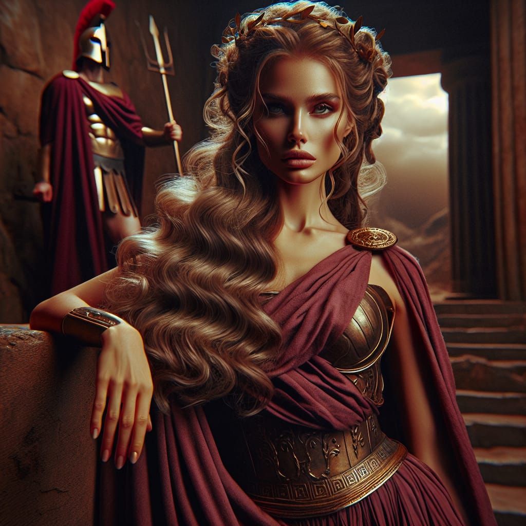 Spartan Goddess Cleta in Vintage Comic Style