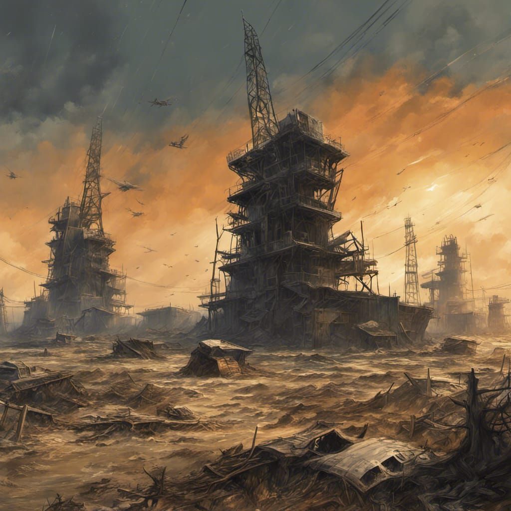 Post-Apocalyptic Nuclear Blast Landscape in Hyperrealism