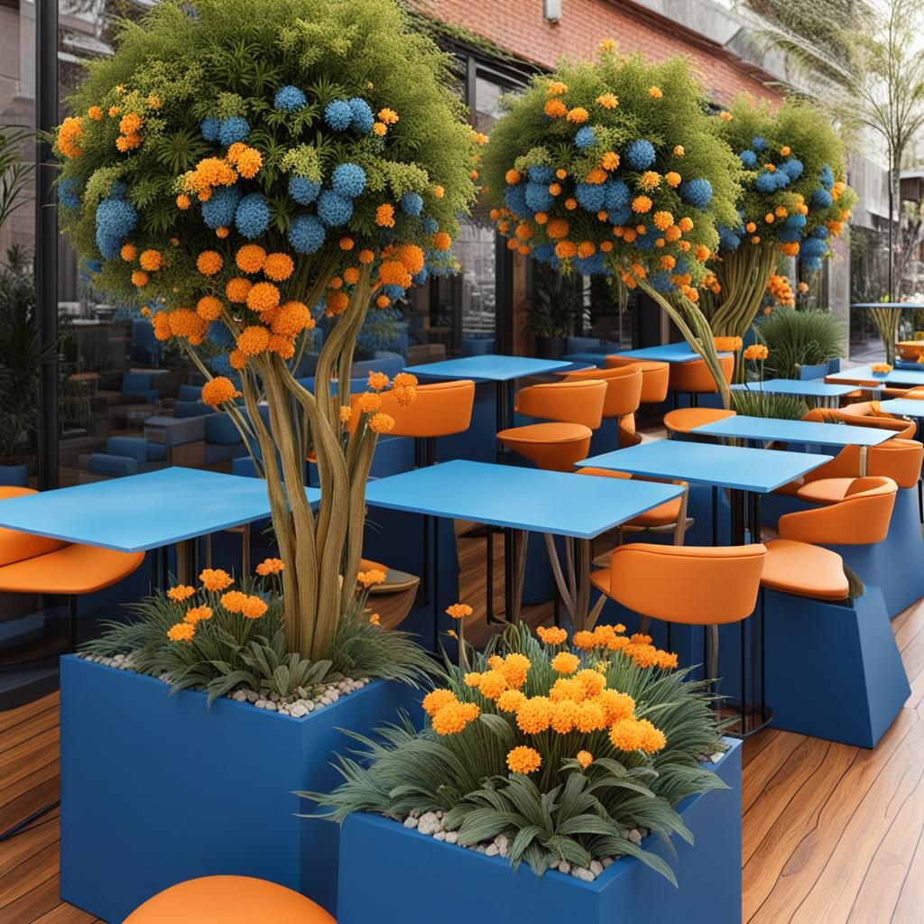 Harmonious Outdoor Cafe Design with Natural Elements