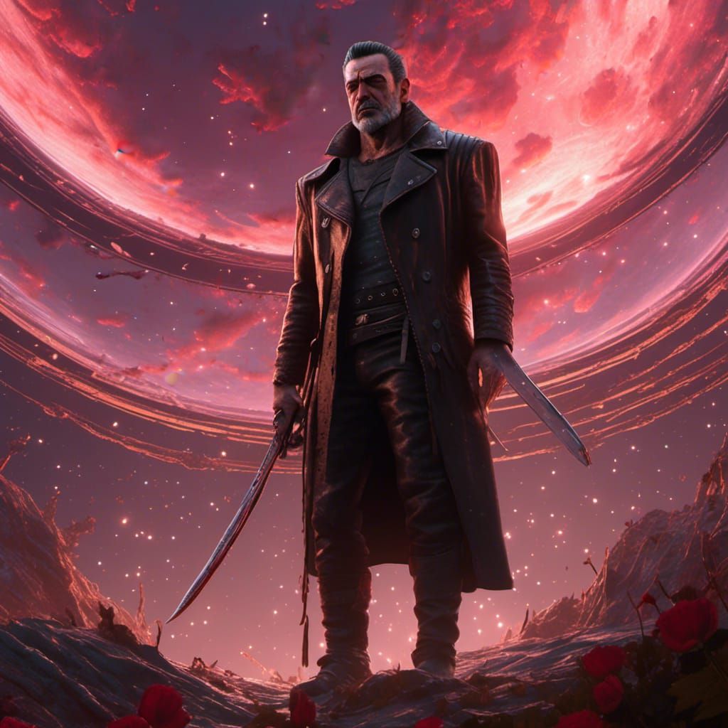 Negan Standing Tall: A Detailed Matte Painting