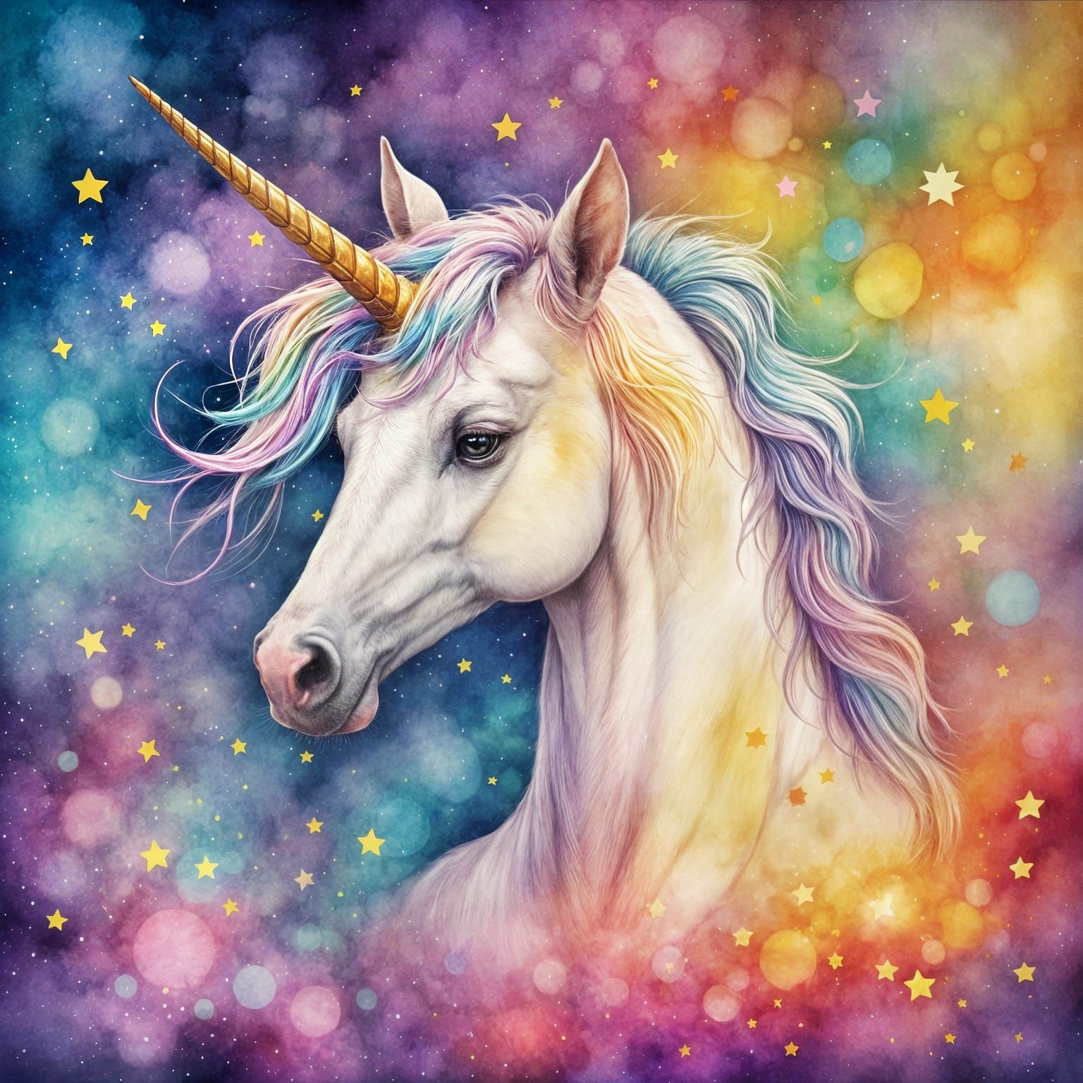 Mythical Unicorns Dance Among Vibrant Rainbows
