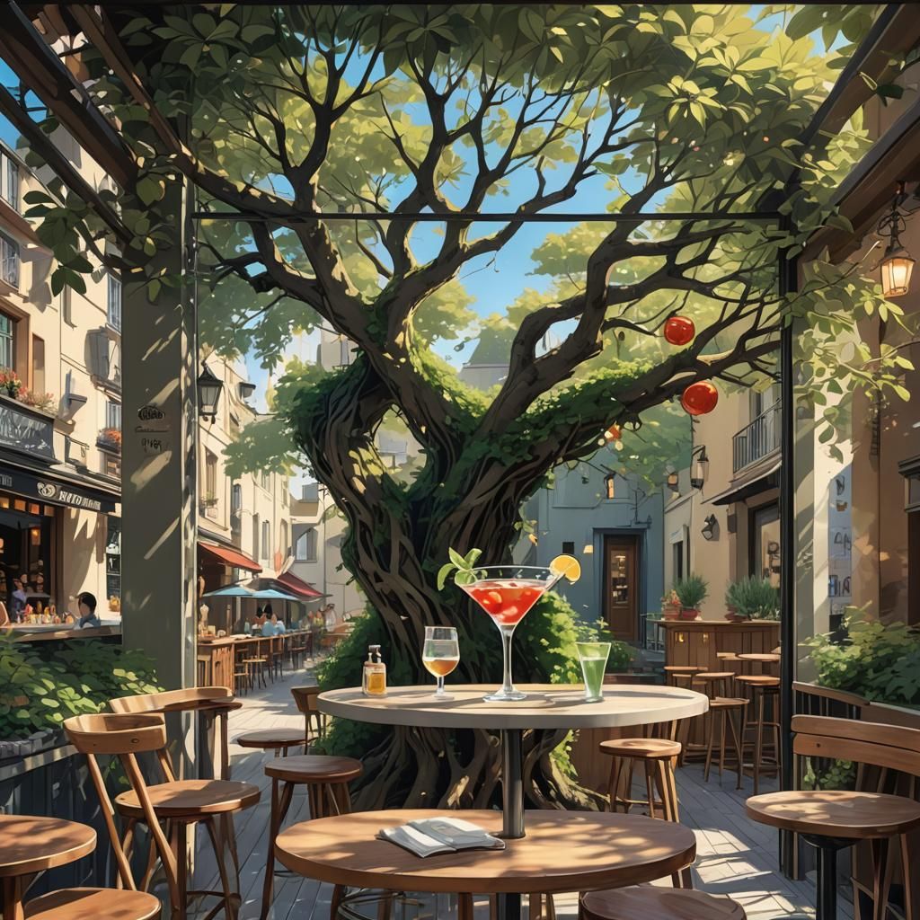 Contemporary Vegetal Fresco in Studio Ghibli Style