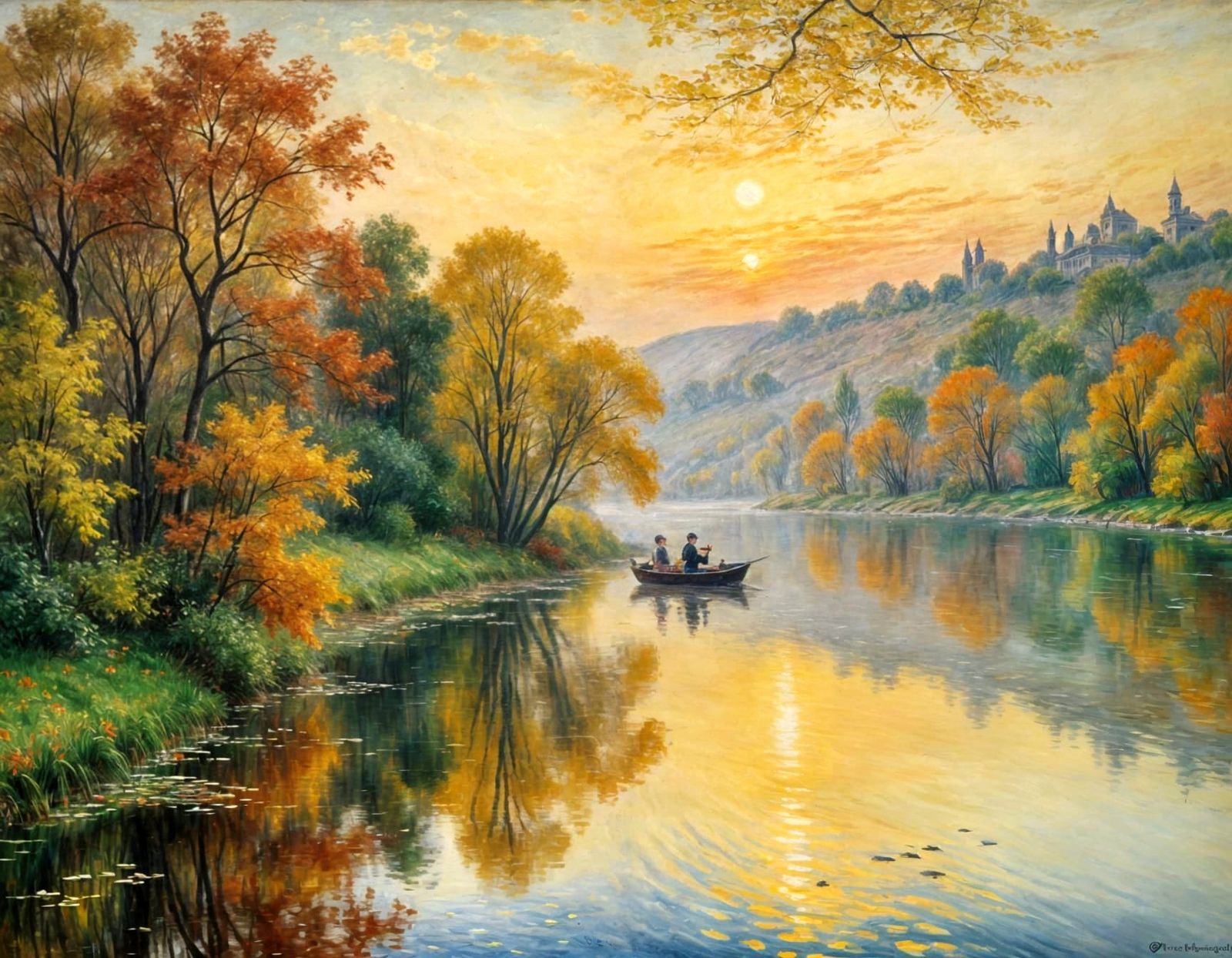 Autumn Sunrise in Impressionist Style