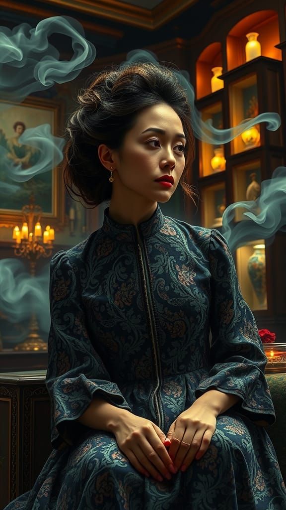 Dreamlike Portrait in Vibrant, Surreal Colors