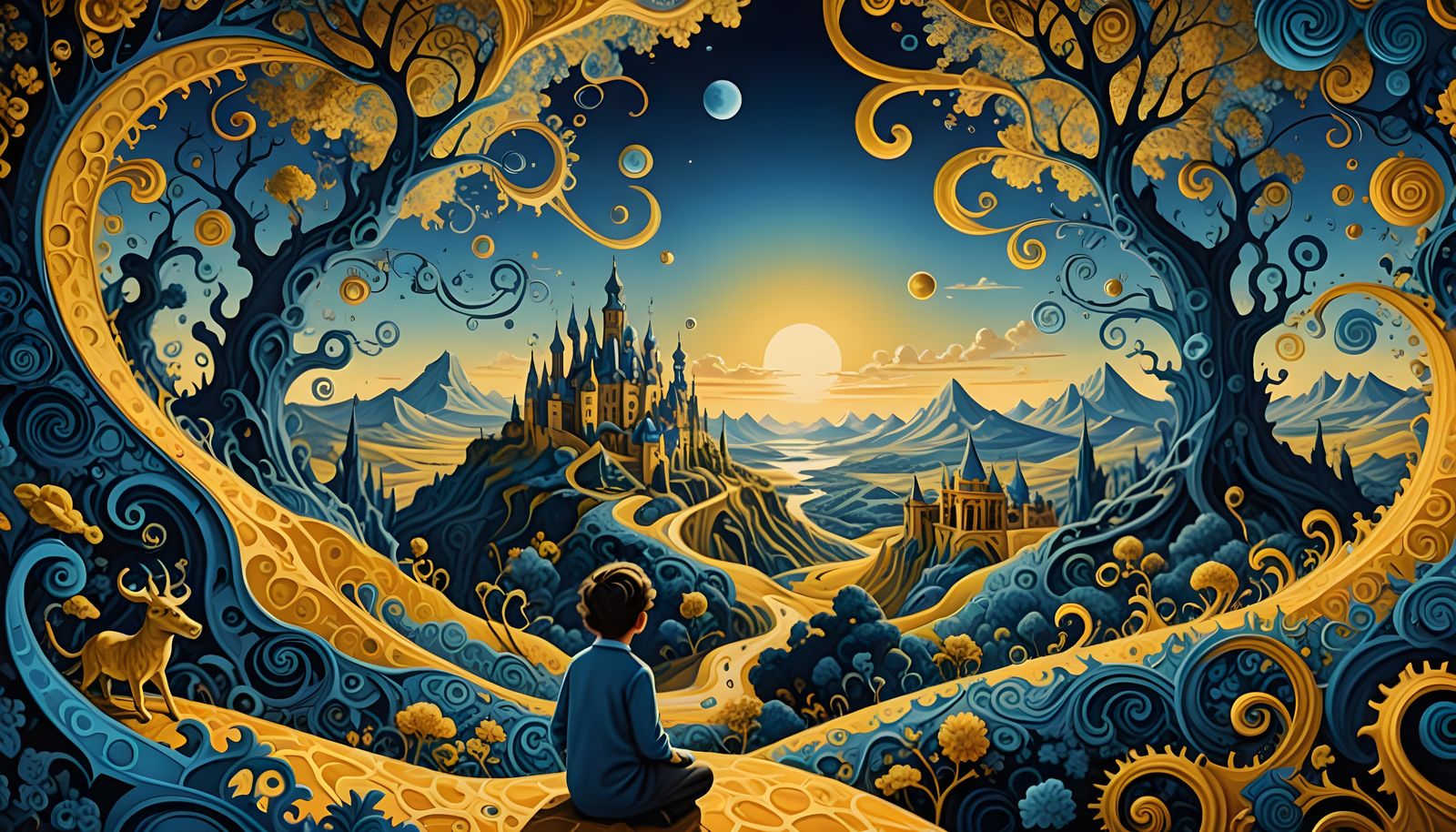 Surreal Fractal Landscape with Demons in Vivid Digital Art