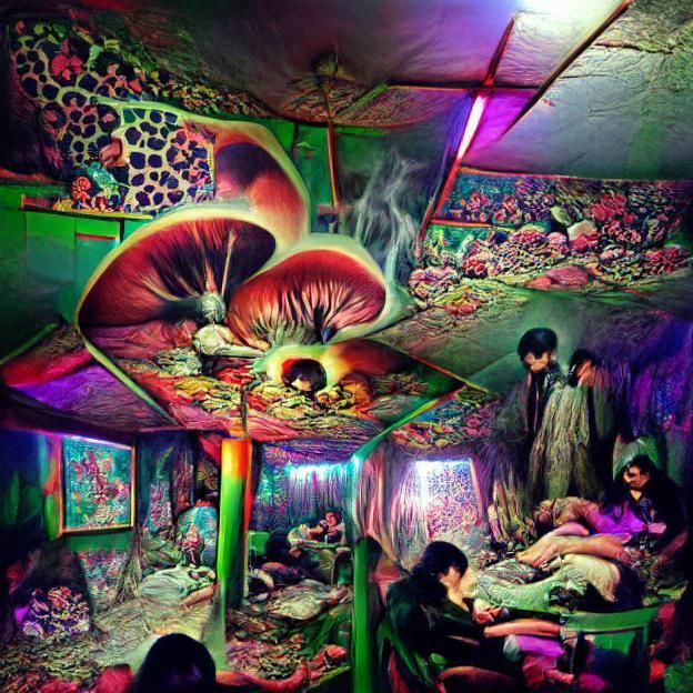 Psychedelic Opium Den: A Dreamlike Vision