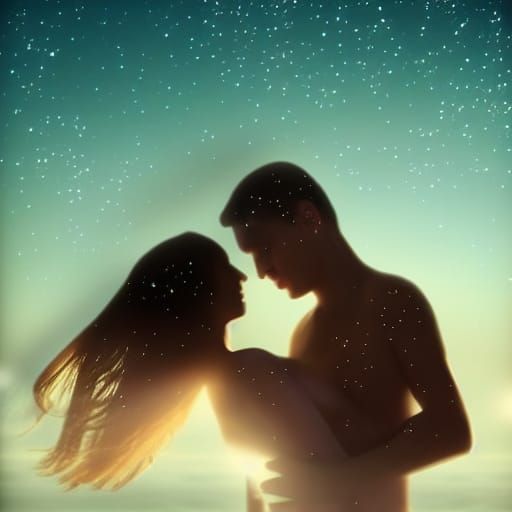 Passionate Lovers Under a Starry Sky