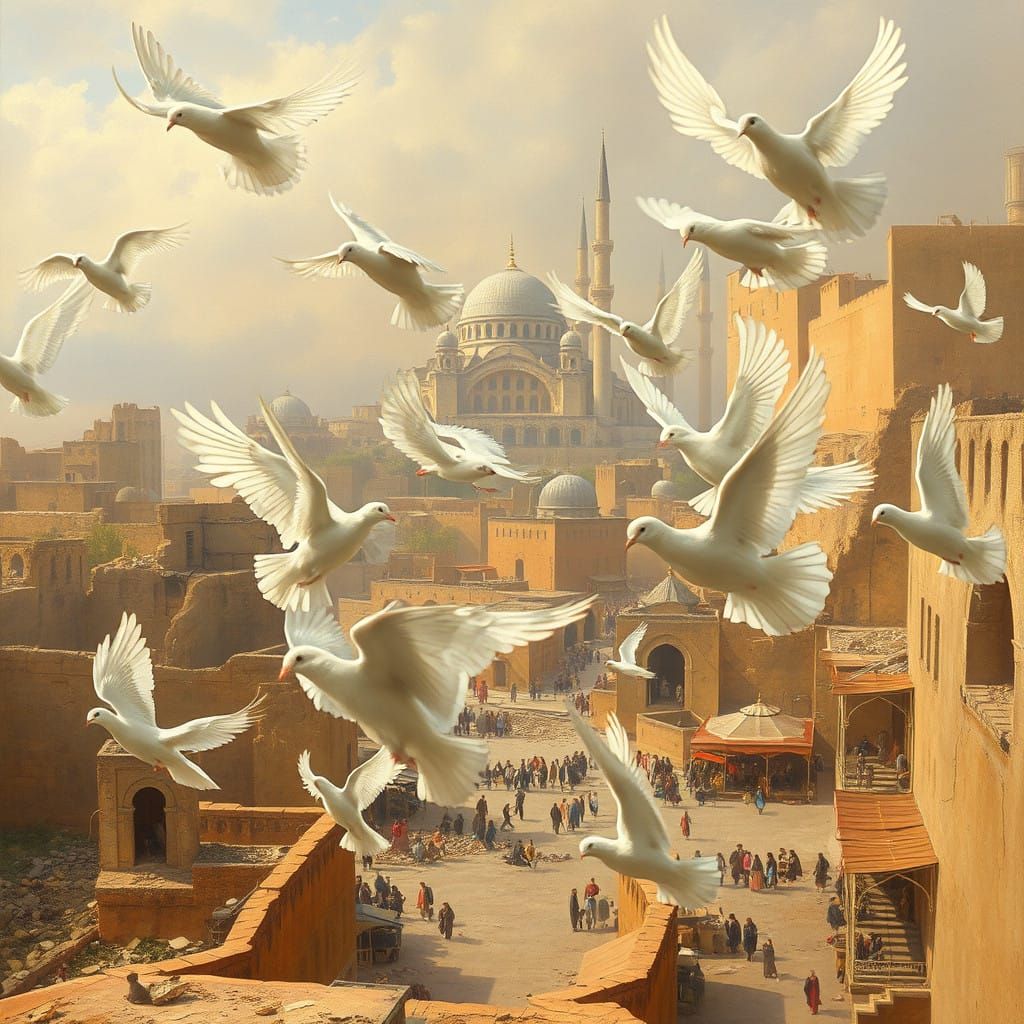 Doves of Serenity in Ancient Damascus