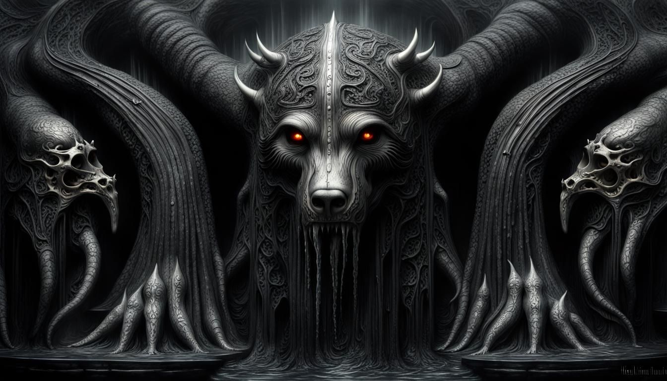 Gothic Lava Bear in Hyperrealistic Dark Art