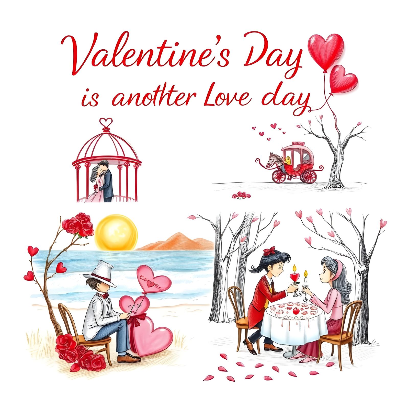 Vintage Disney Valentine's Day Scenes in Whimsical 1960s Car...