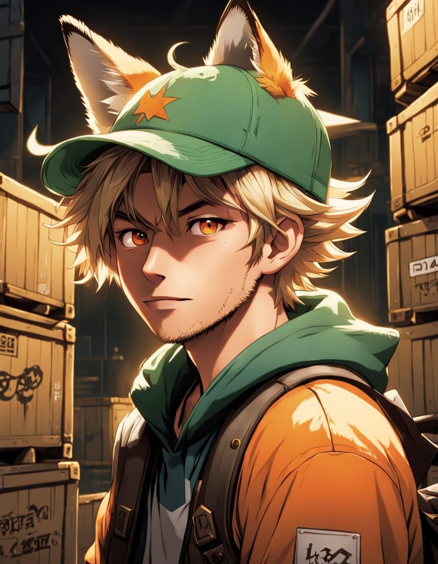 Semi-Realistic Anime Portrait of a Mischief-Loving Young Man...