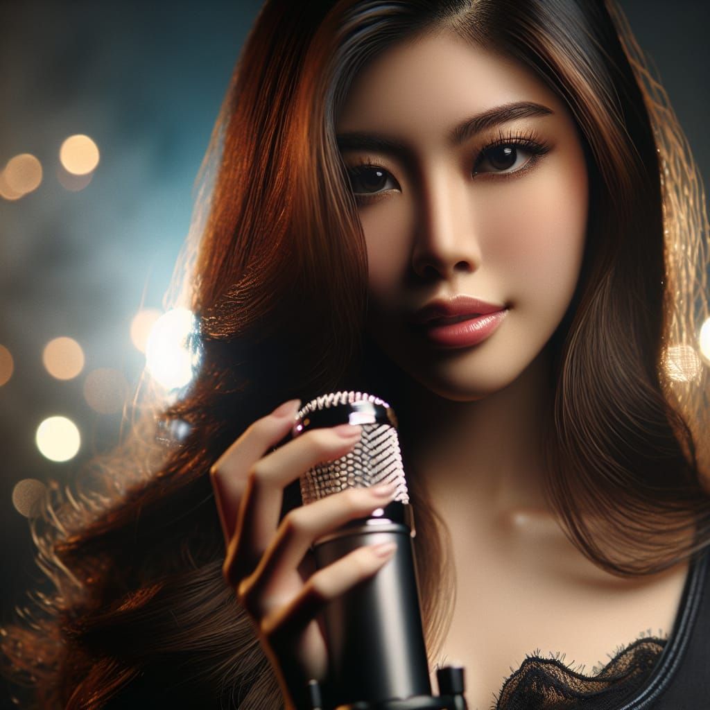 Asian Singer Portrait in Hyper-Realistic Detail