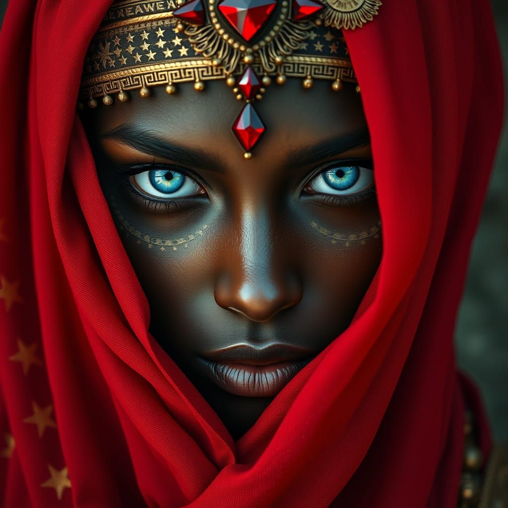Ethereal Bohemian Goddess in Red and Gold