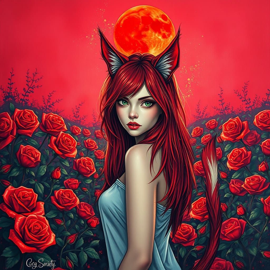 Red Haired Woman in Graffiti Art Style