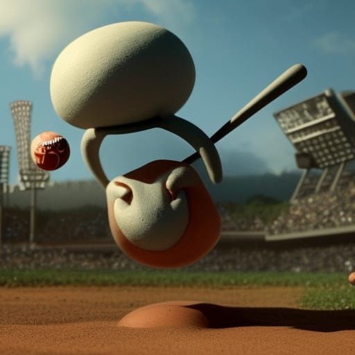 Alien Mice Play Baseball in Sci-Fi Style
