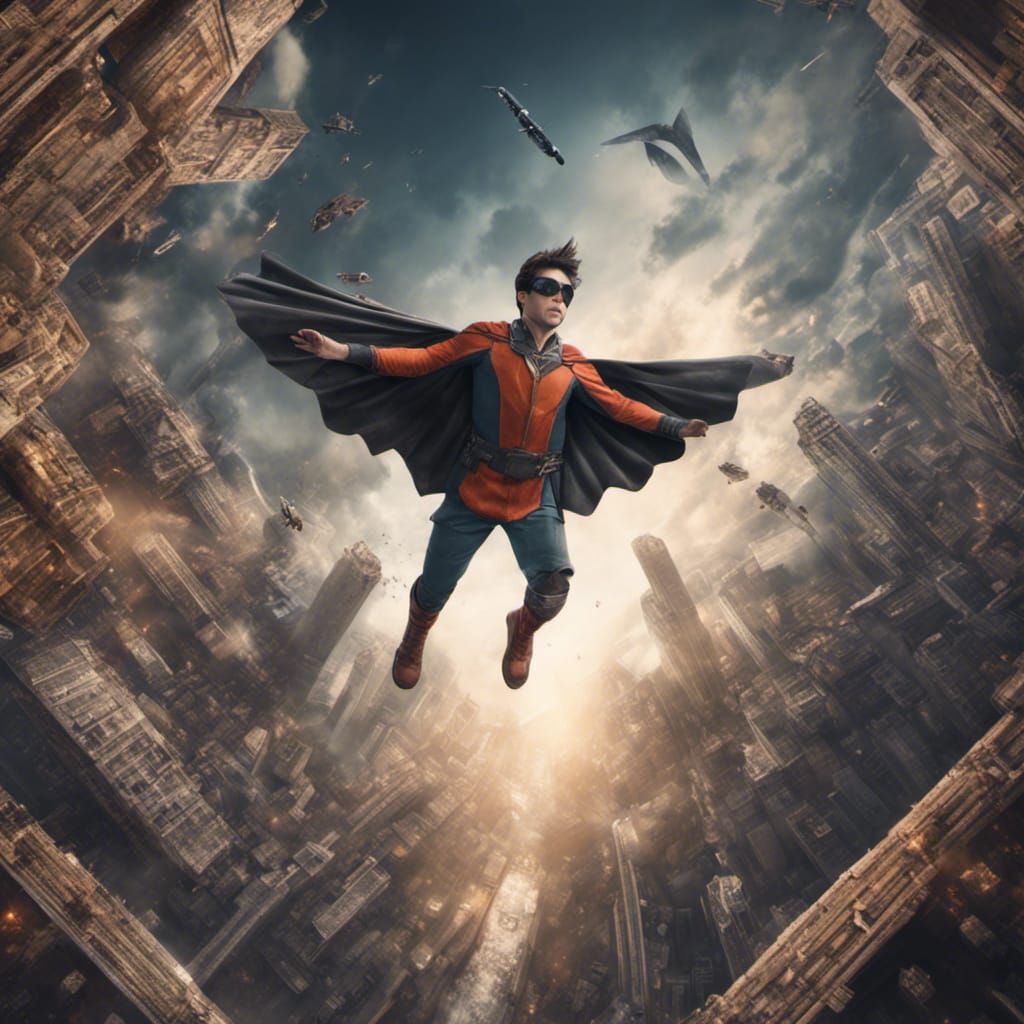 Epic Digital Painting of a Person Learning to Fly