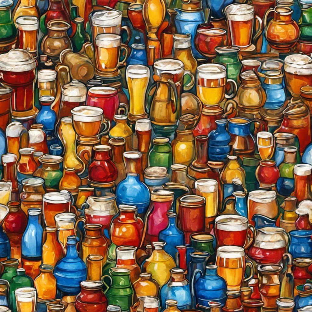 Oktoberfest Celebration in Neo-Impressionist Expressionist S...