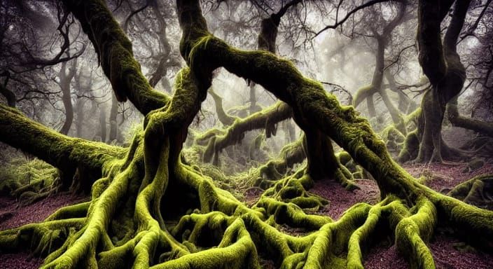 Ancient Tree Face in Mystical Forest