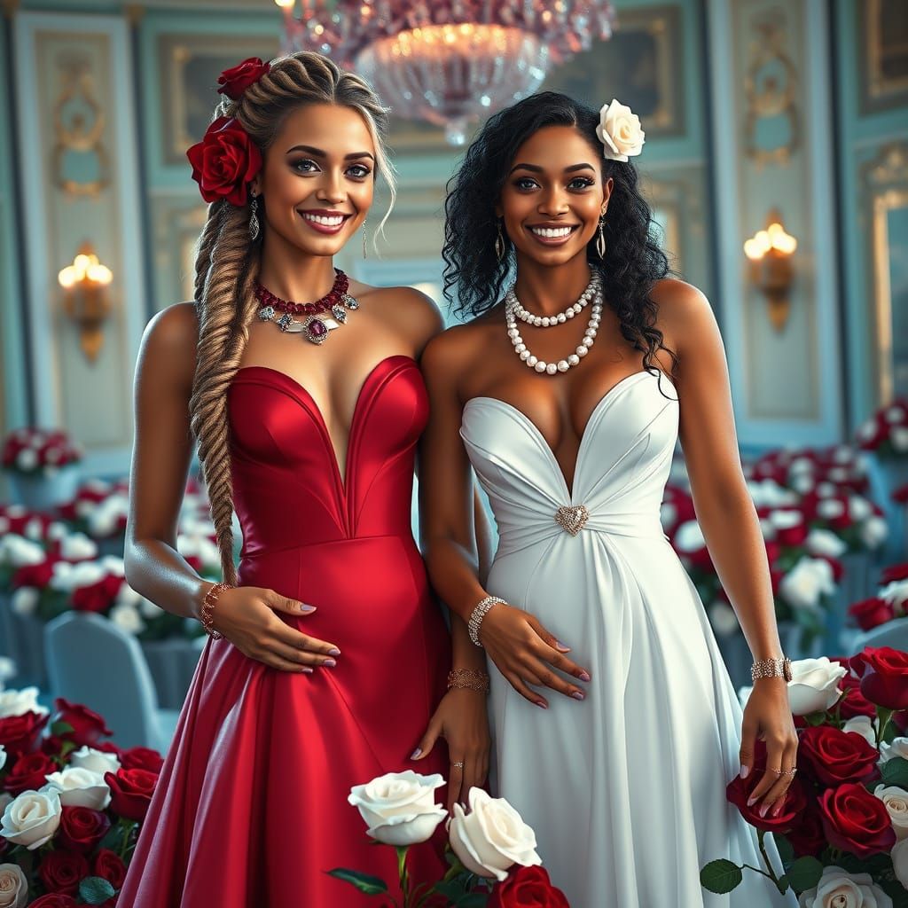 Burgundy and White Ballroom Beauty