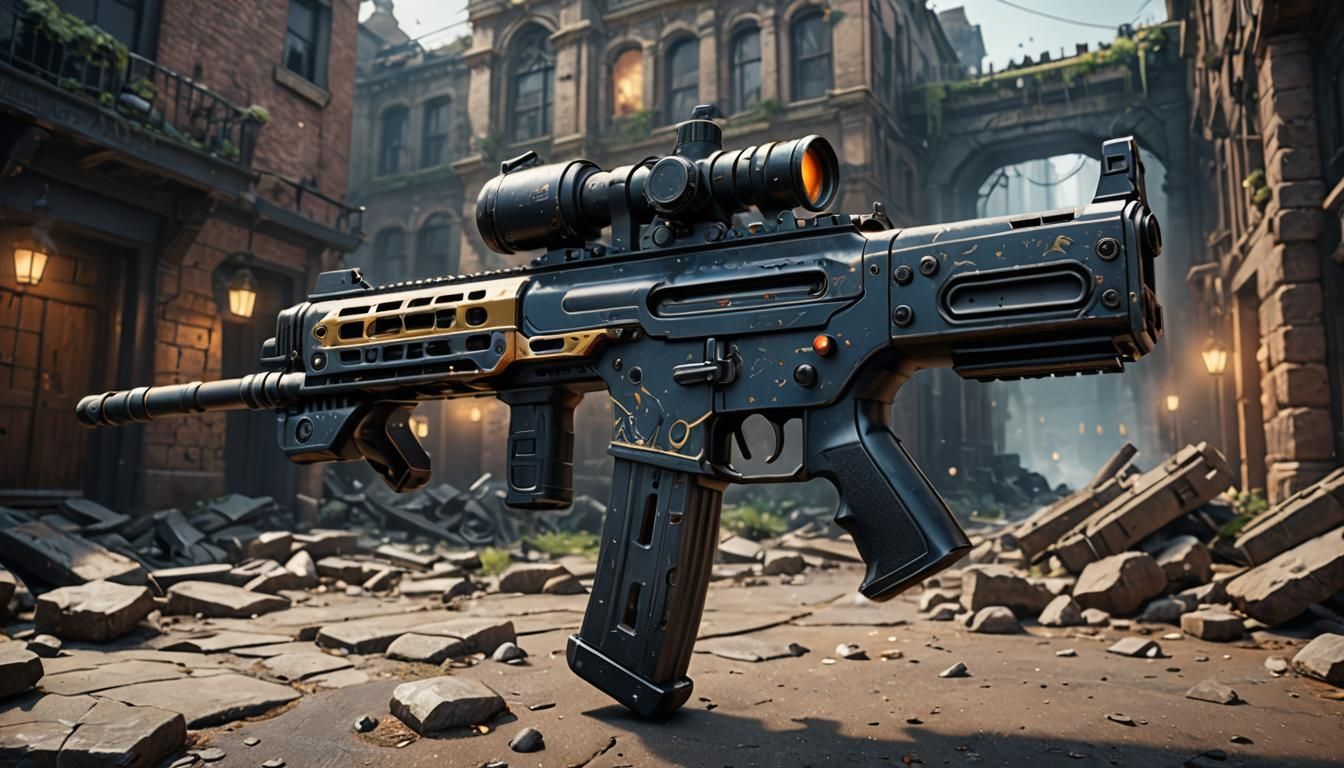 Futuristic Submachine Gun in Detailed Matte Painting