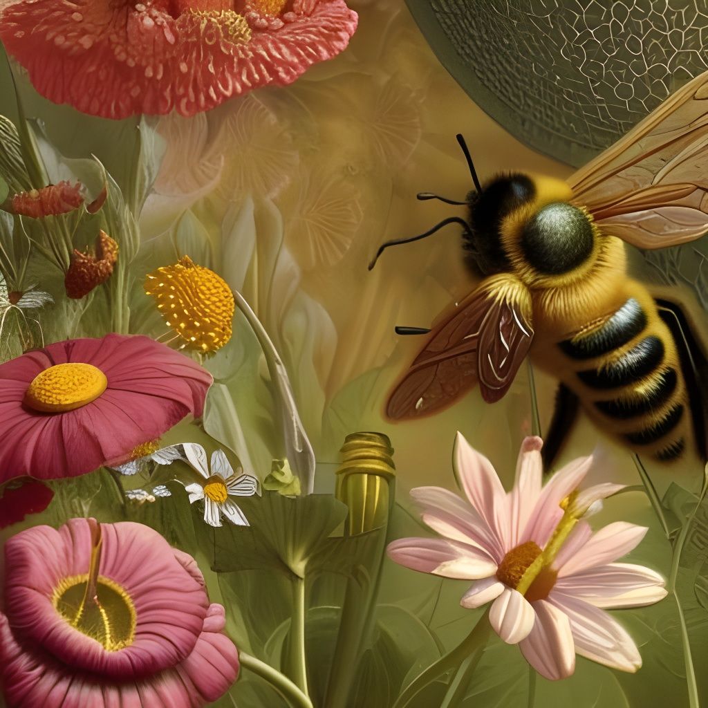 Victorian Flowers with Ornate Bees