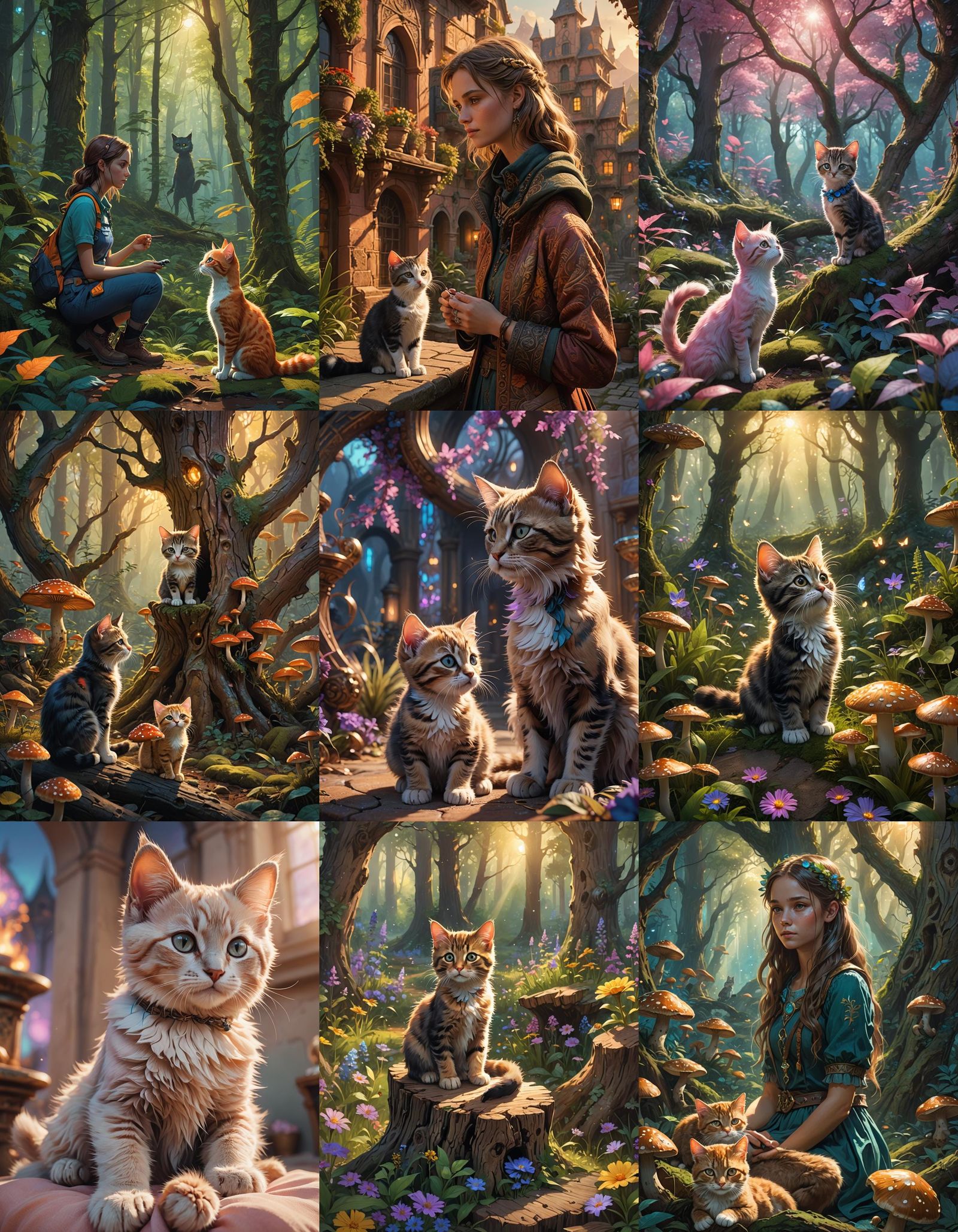 Girl and Talking Kitten: Fantasy Concept Art