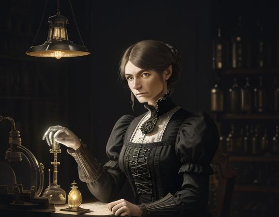 Victorian Anatomist in Laboratory: Sepia-Toned Concept Art