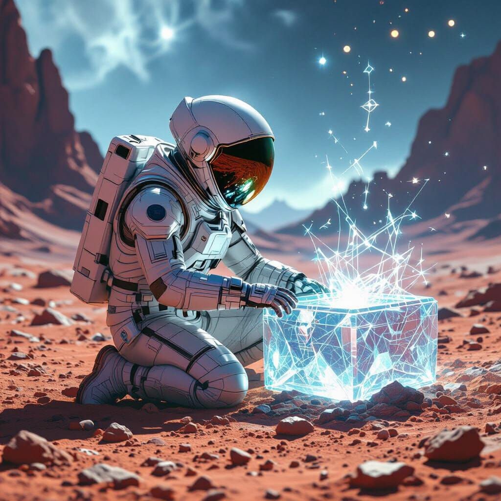 Astronaut Finds Crystalline Chest on Alien Planet