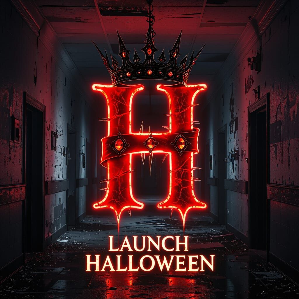 Gothic Horror Hallway with Crimson "H" Crown