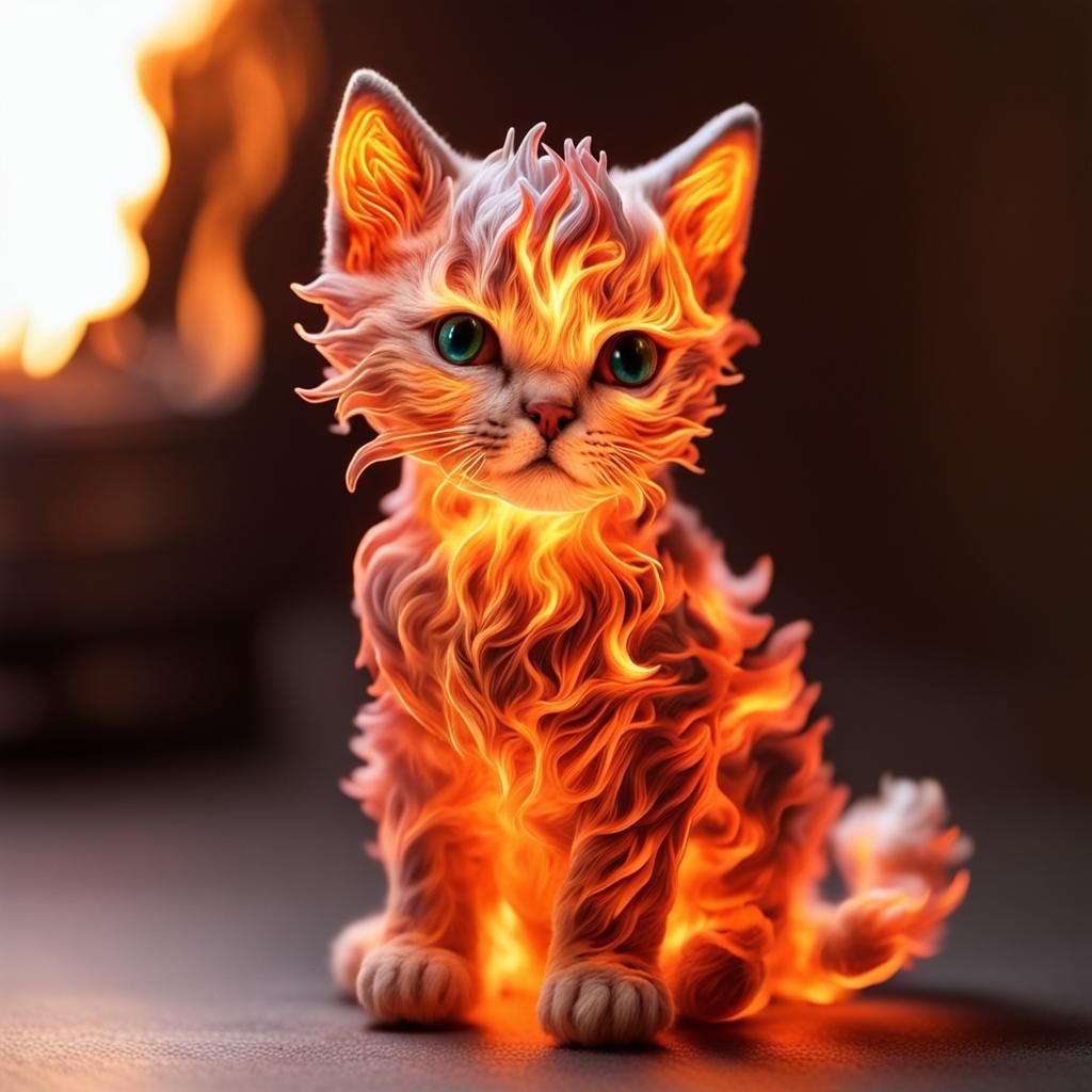 Fiery Kitten: An Ultra Detailed Flame Art