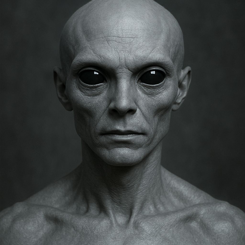 Detailed Portrait of a Gray Alien Humanoid