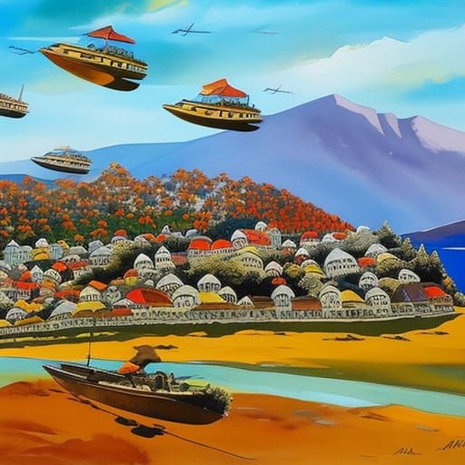 Gulliver's Travels: An Impressionist Gouache Masterpiece