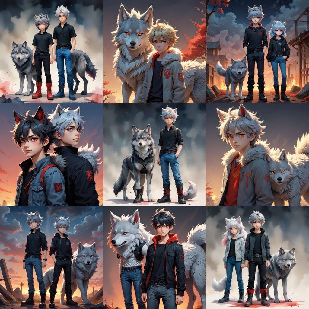 Anime Style Wolf-Boy Character Art