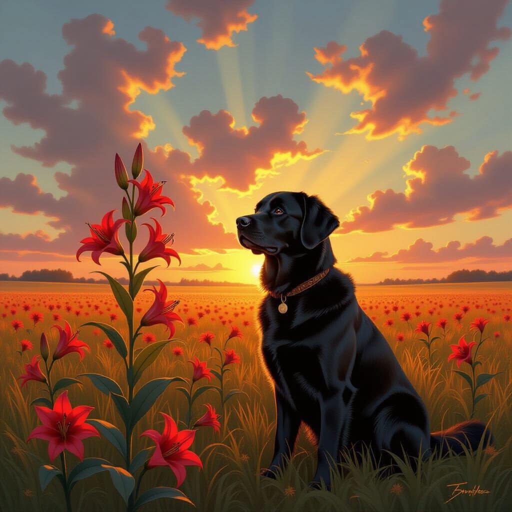 Majestic Labrador Lily Hybrid in Mystical Sunset