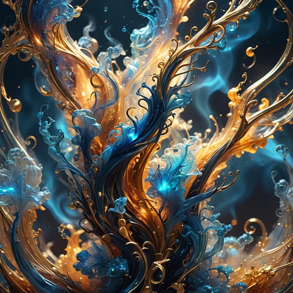 Ethereal Glass Sculpture Formed by Magical Energy