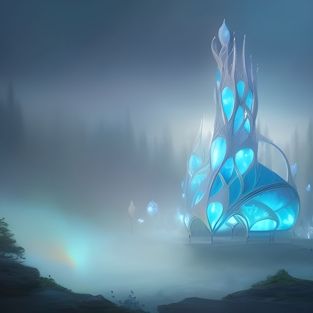 Magical Glowing Fairy House in Art Nouveau Style