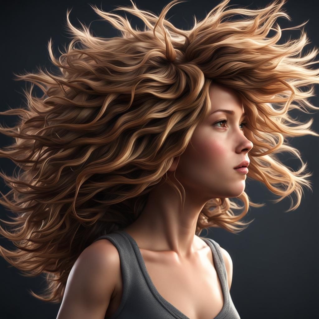 Hyperrealistic Hair Vibration from Subwoofer in 3D