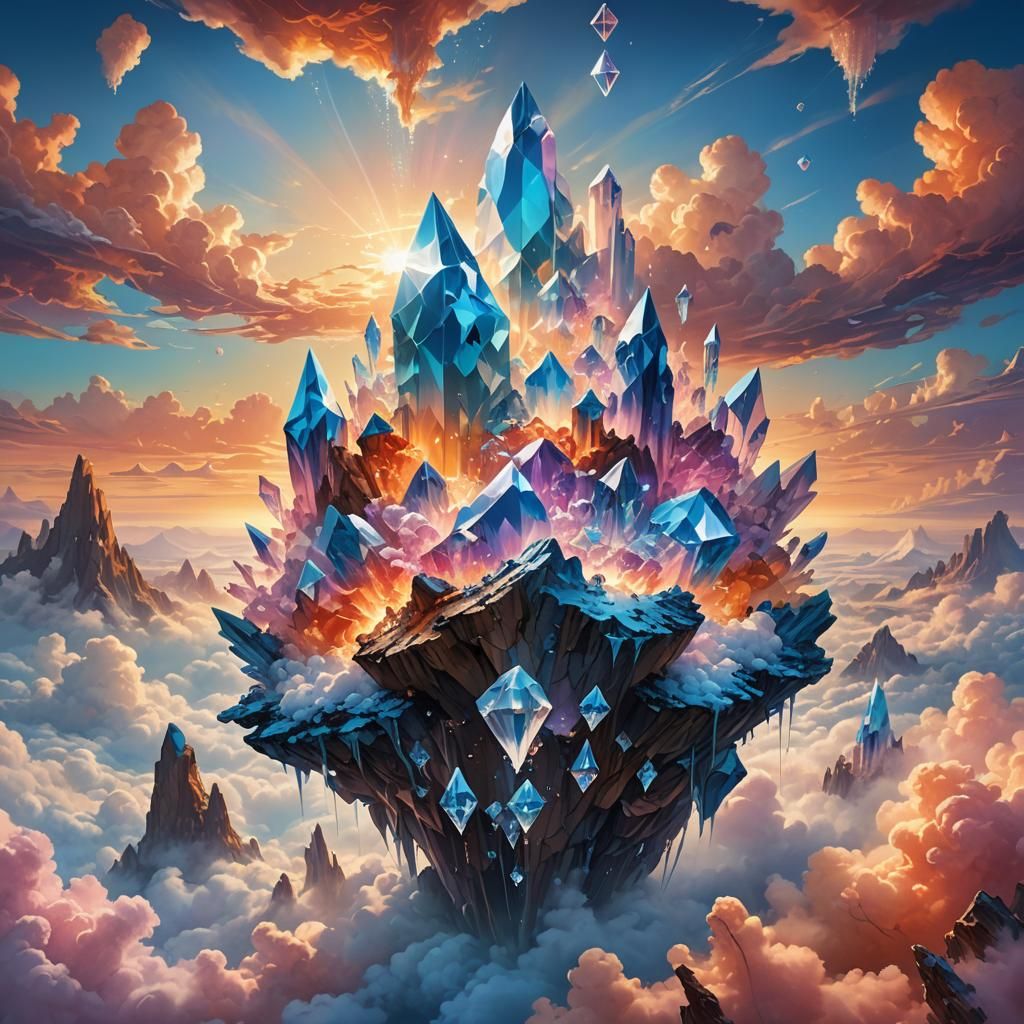 Floating Crystal Diamonds in a Vaporous Landscape