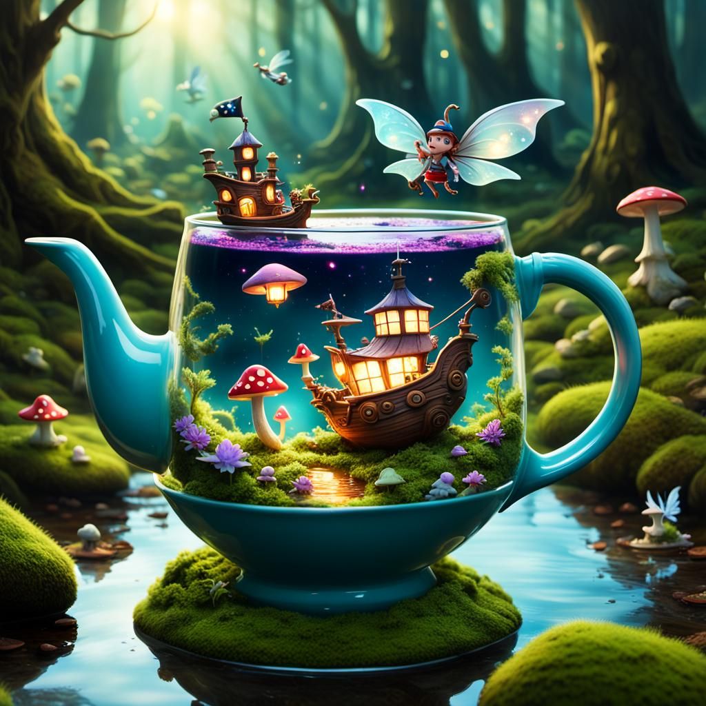 Fairies and Dragons Sail a Teacup Sea