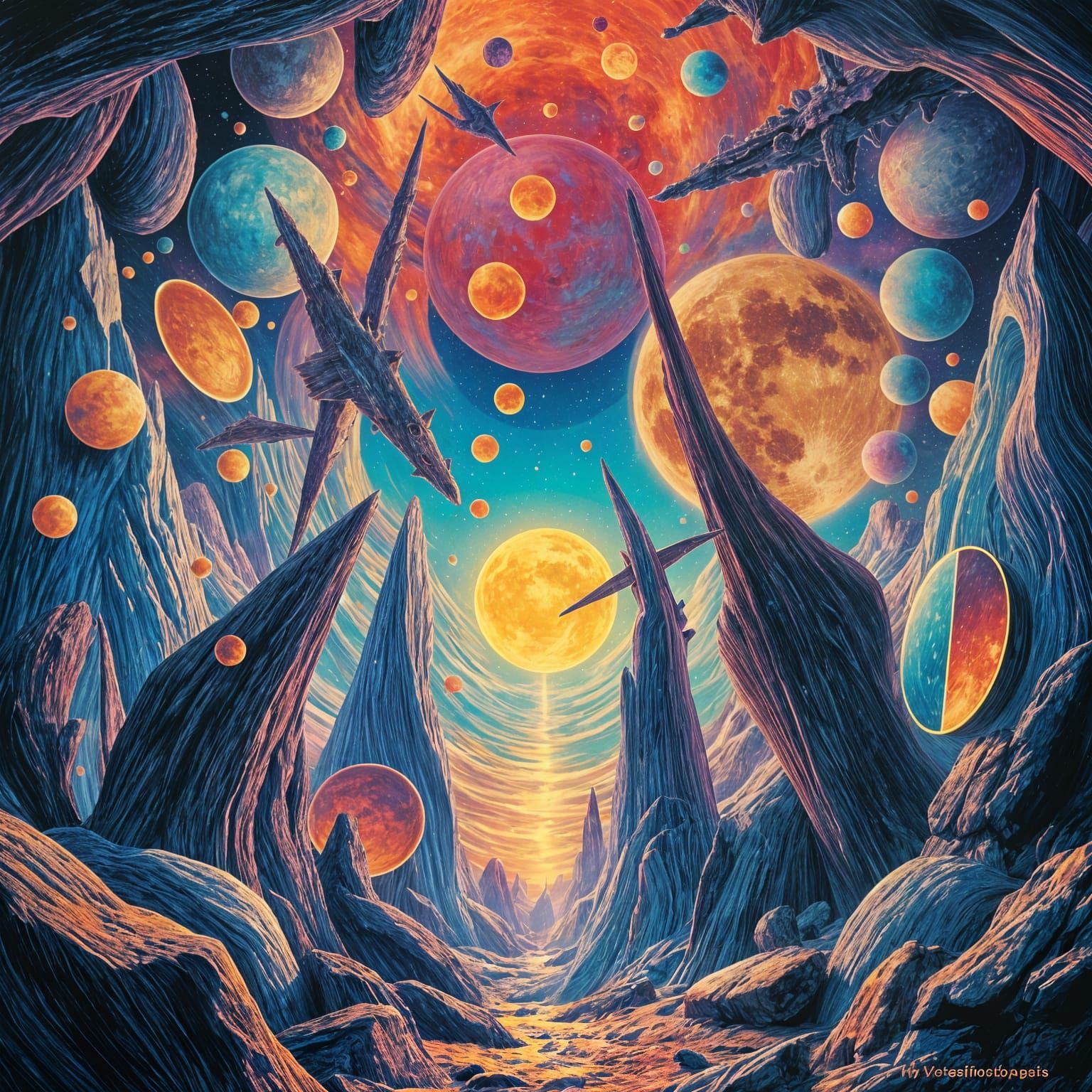 Abstract Digital Art with Swirling Colors