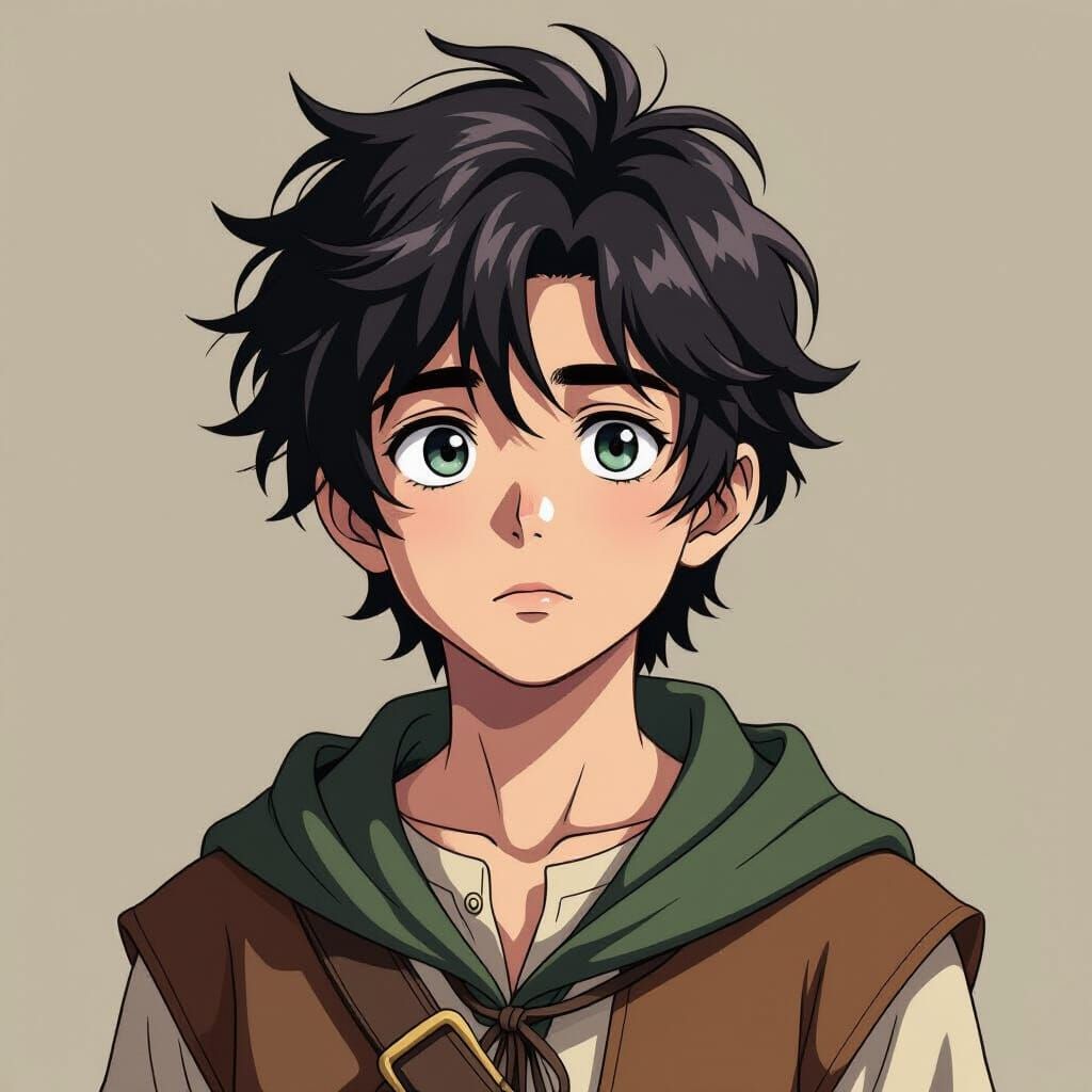 Anime Portrait of Young Boy with Old Soul
